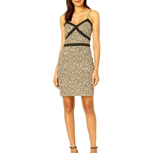 NEW! BEBE leopard print cami style sleeveless mini dress 10! - Picture 1 of 6